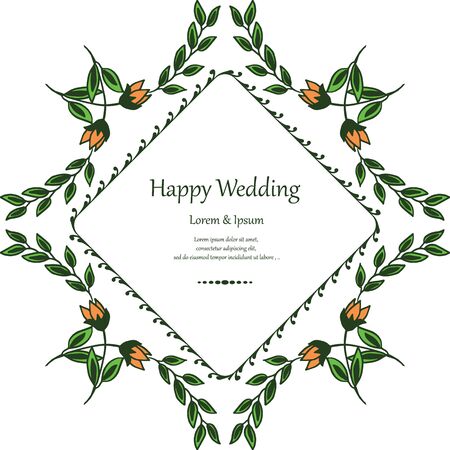 Illustration of happy wedding invitation template design with floral elementのイラスト素材