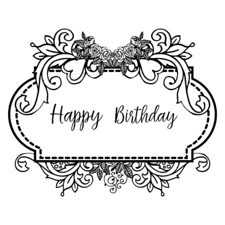Birthday card with floral frameのイラスト素材