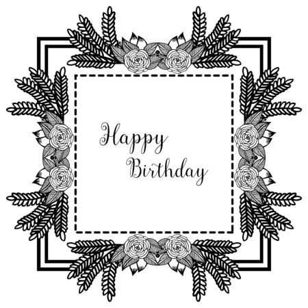 Birthday card with floral frameのイラスト素材