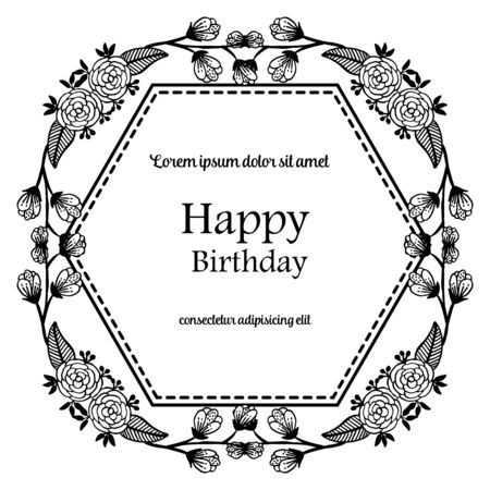 Birthday card with floral frameのイラスト素材