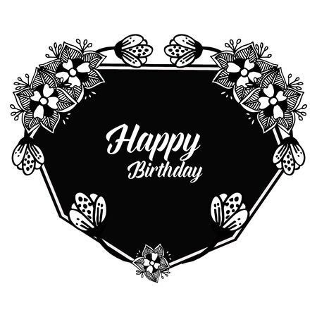Birthday card with floral frameのイラスト素材