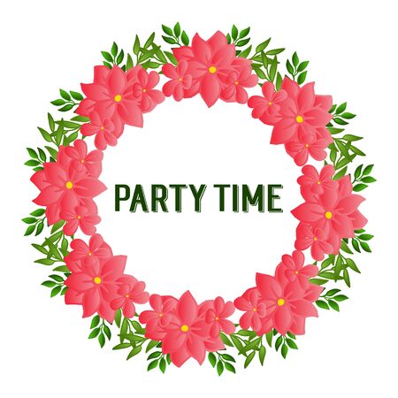 Party time card invitation with floral wreathのイラスト素材