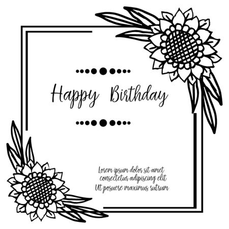 Birthday card with floral frameのイラスト素材