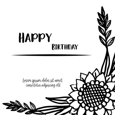 Birthday card with floral elementのイラスト素材