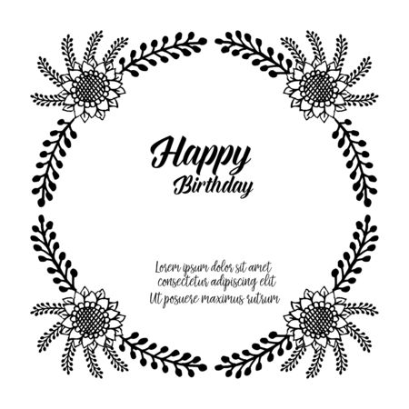 Birthday card with floral frameのイラスト素材