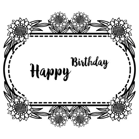 Birthday card with floral frameのイラスト素材