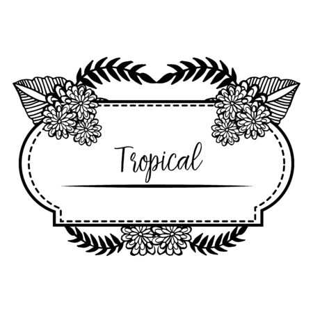 Tropical text with floral frameのイラスト素材