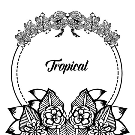 Tropical text with floral frameのイラスト素材