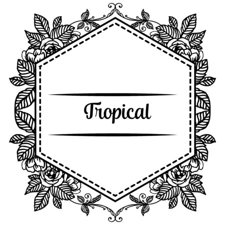 Tropical text with floral frameのイラスト素材