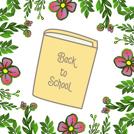 Book title back to school with floral frame designのイラスト素材
