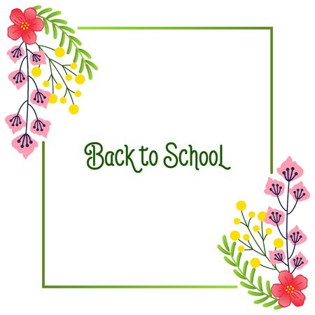 Back to school text with floral frameのイラスト素材