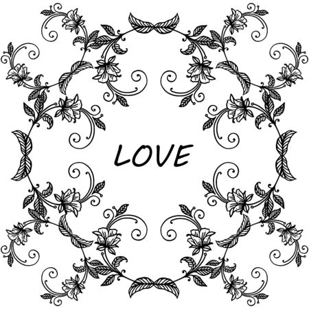 Love text with floral frameのイラスト素材