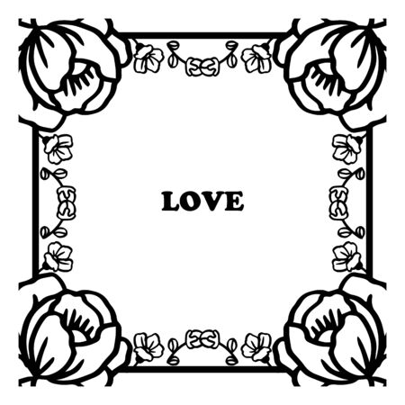 Love text with floral frameのイラスト素材