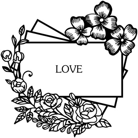 Love text with floral frameのイラスト素材