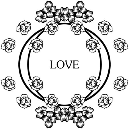 Love text with floral frameのイラスト素材