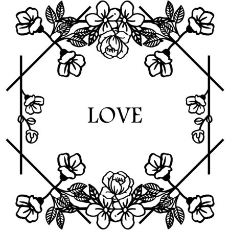 Love text with floral frameのイラスト素材