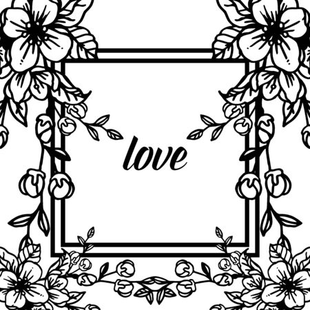 Love text with floral frameのイラスト素材
