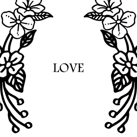 Love text with floral frameのイラスト素材
