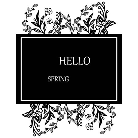 Hello Spring lettering with floral frameのイラスト素材