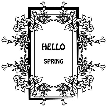 Hello Spring lettering with floral frameのイラスト素材