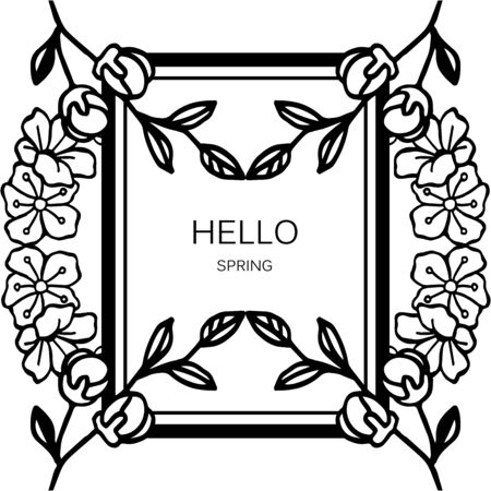 Hello Spring lettering with floral frameのイラスト素材