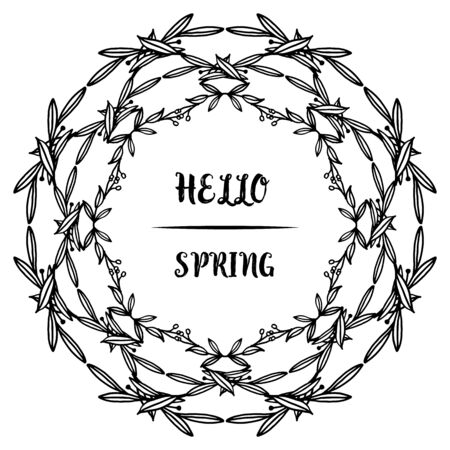 Hello Spring lettering with floral frameのイラスト素材