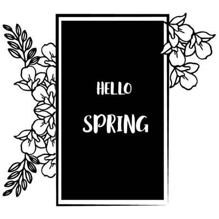 Hello Spring lettering with floral frameのイラスト素材