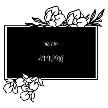Hello Spring lettering with floral frameのイラスト素材