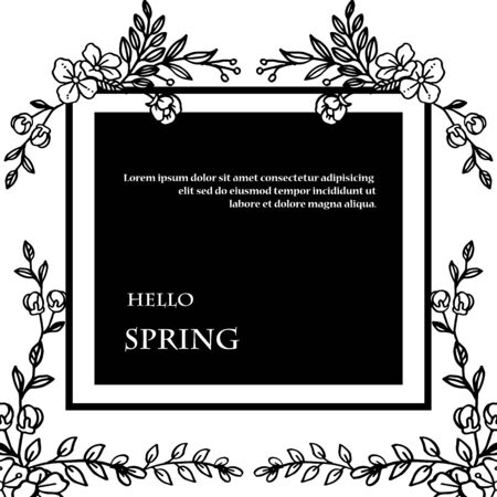 Hello Spring lettering with floral frameのイラスト素材