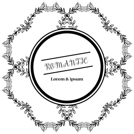 Romantic lettering with floral frameのイラスト素材