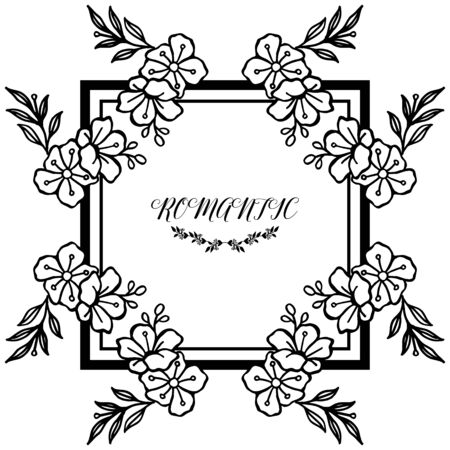 Romantic lettering with floral frameのイラスト素材