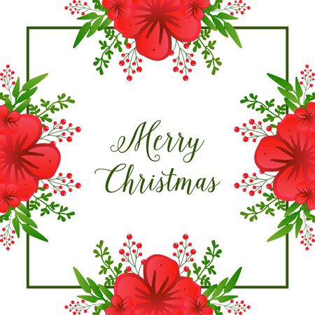 Christmas greeting with floral frameのイラスト素材