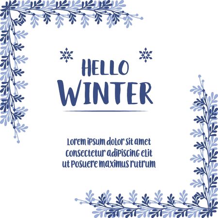 Hello Winter lettering with foliage frameのイラスト素材