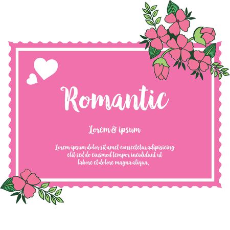 Romantic lettering with pink floral frameのイラスト素材