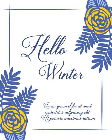 Hello Winter lettering with rose flower designのイラスト素材