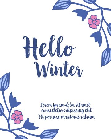 Hello Winter lettering with floral designのイラスト素材