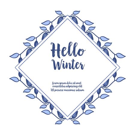 Hello Winter lettering with floral frameのイラスト素材