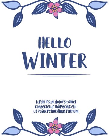 Hello Winter lettering with floral designのイラスト素材