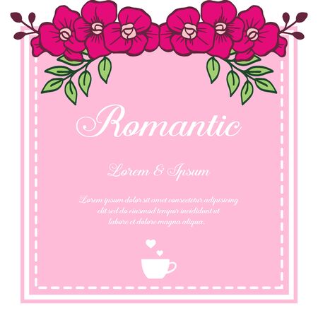 Romantic lettering with floral frameのイラスト素材