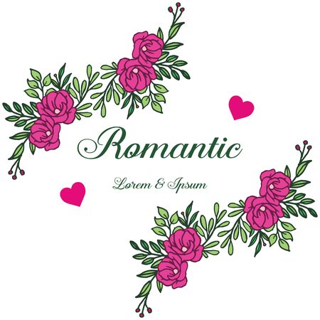 Romantic lettering with floral frameのイラスト素材