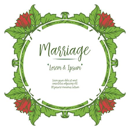Wedding invitation card with red floral design elementsのイラスト素材