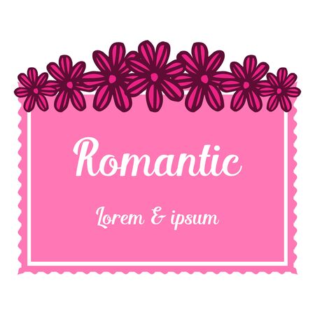 Romantic lettering with floral frameのイラスト素材