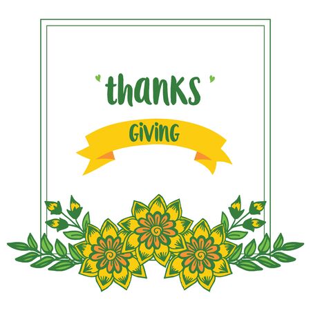 Thanksgiving card template with yellow floral frame designのイラスト素材