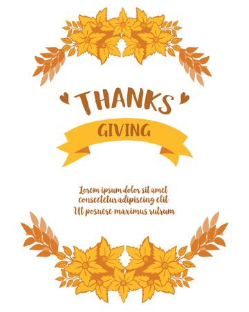 Thanksgiving card template with yellow floral frameのイラスト素材