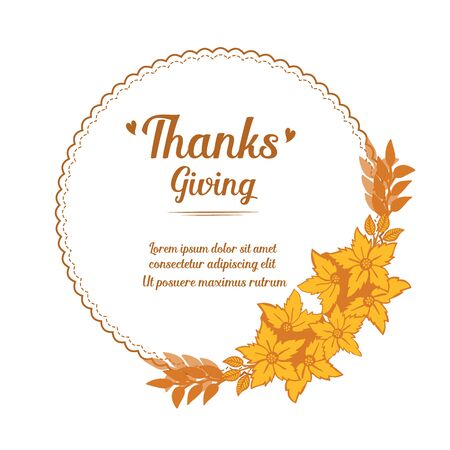 Thanksgiving card template with yellow floral frameのイラスト素材