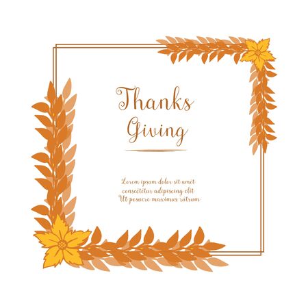 Thanksgiving card template with yellow floral frameのイラスト素材