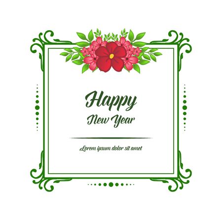 Happy new year wish with floral frame designのイラスト素材