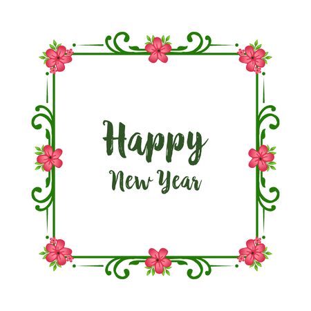 Happy new year wish with floral frame designのイラスト素材