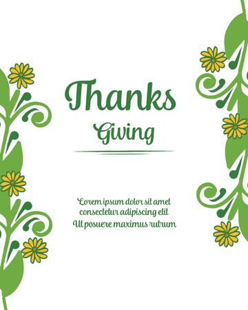 Thanksgiving card template with yellow floral frameのイラスト素材