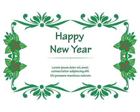 Happy new year wish with floral frame designのイラスト素材